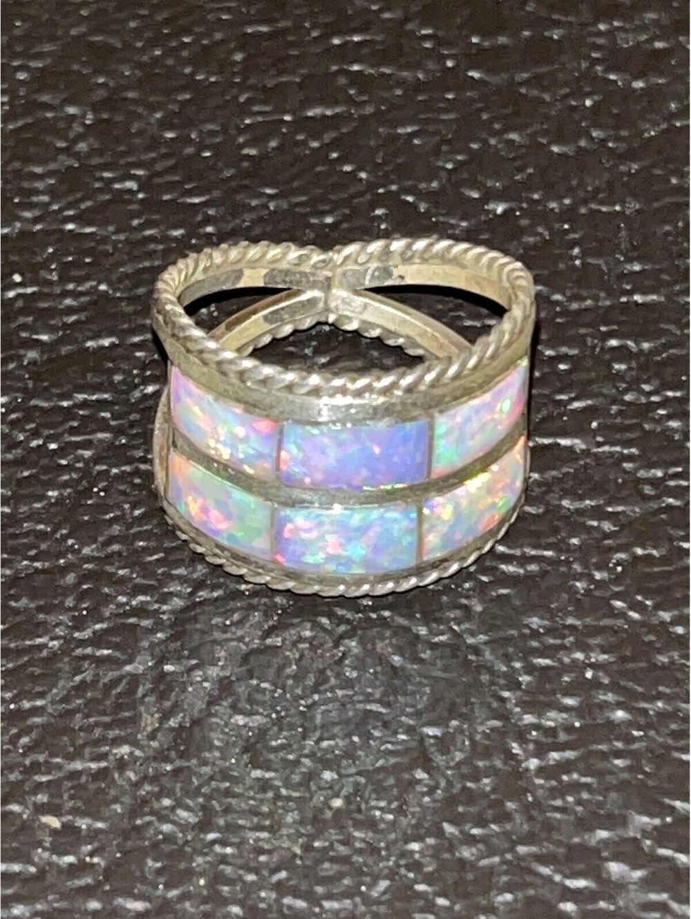 Navajo handmade sterling silver opal ring size 7